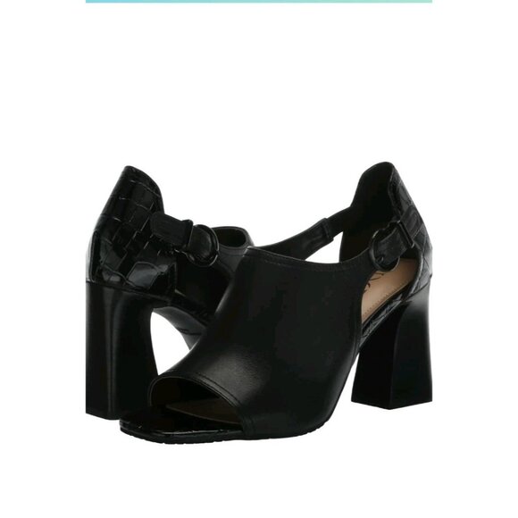 NYDJ Nappa  Black Peep Toe. Block Heel.Sz 9.5. Ws322 - Picture 2 of 7